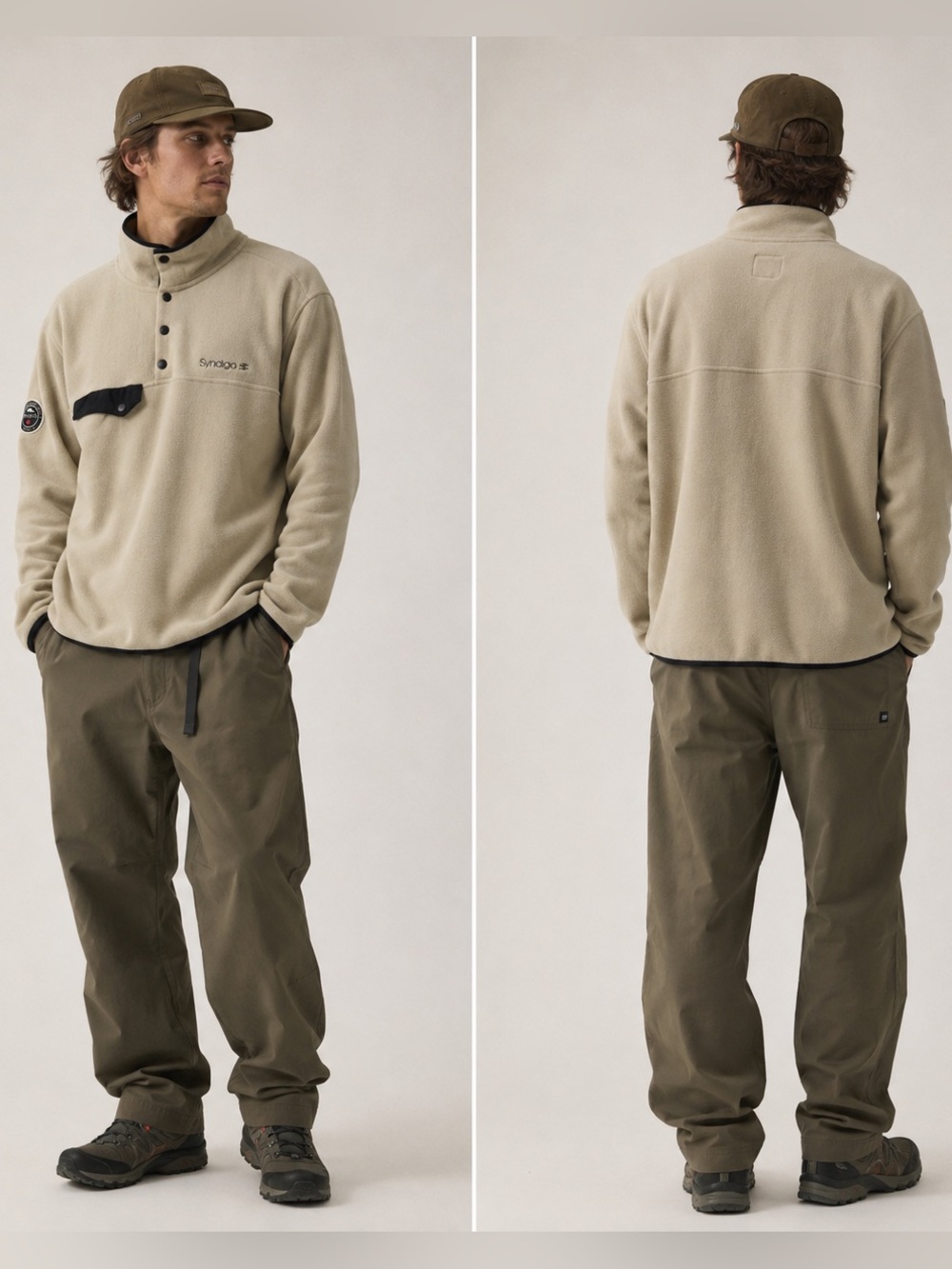 Roots73 Beige Khaki Fleece Normcore Gorpcore 90’s Pullover Size XL Tall